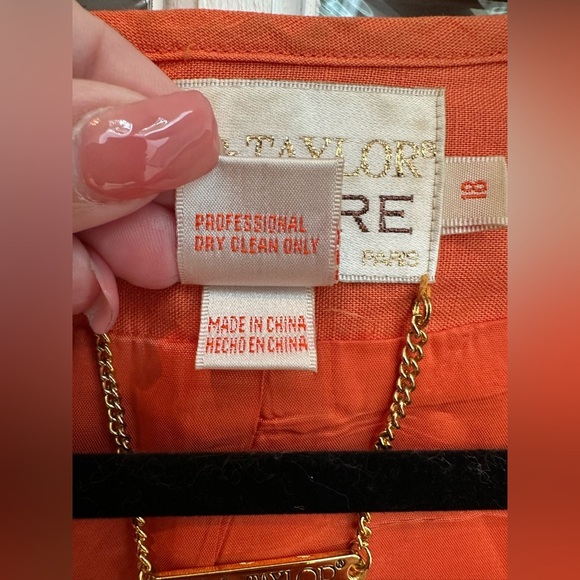 Lily & Taylor Couture 100% Linen Tangerine Orange Blazer Women’s Size 18 EUC! - Picture 12 of 14